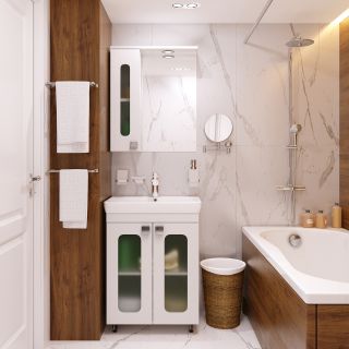 Зеркальный шкаф с подсветкой Misty Урал 50см правый белый